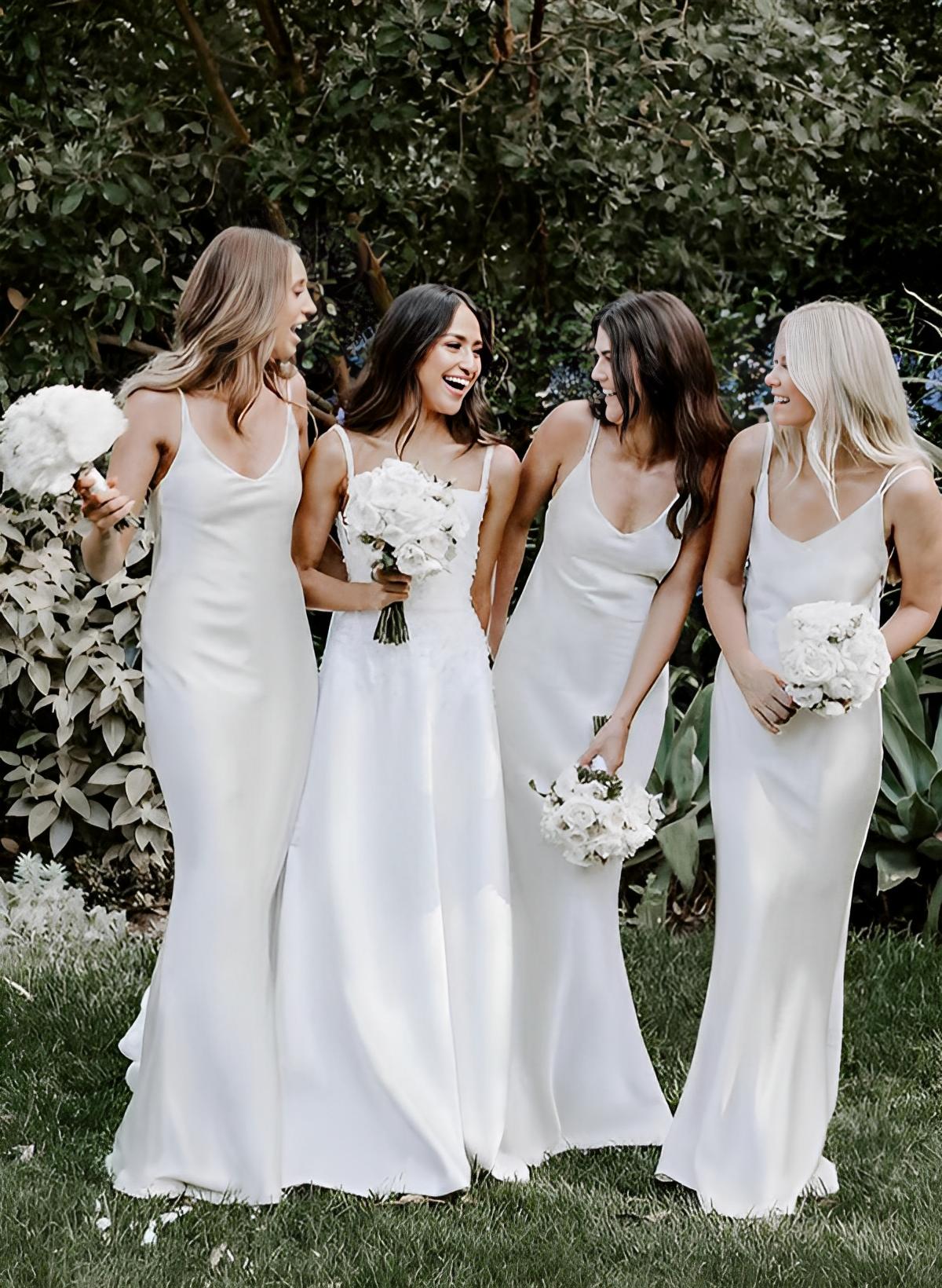 Trumpet/Mermaid V-Neck Silk Like Stain Floor-Length Bridesmaid Dresses
