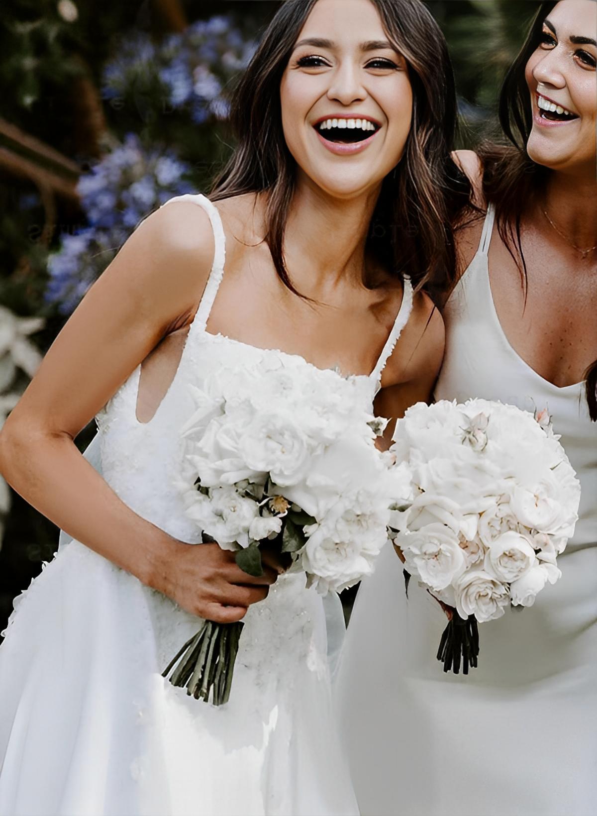 Trumpet/Mermaid V-Neck Silk Like Stain Floor-Length Bridesmaid Dresses