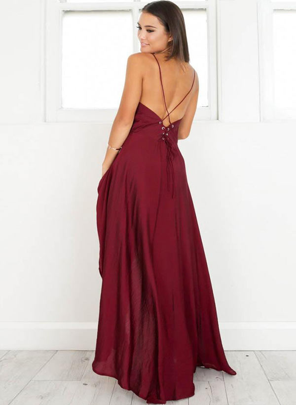 A-line V Neck Chiffon Sleeveless Chiffon Prom Dress