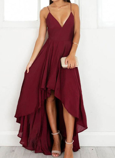 A-line V Neck Chiffon Sleeveless Chiffon Prom Dress