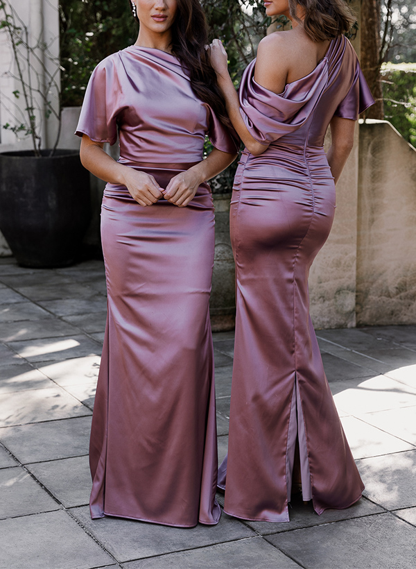 Sheath/Column One-Shoulder Sleeveless Floor-Length