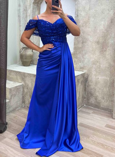 Sequined Off-The-Shoulder Sheath/Column Prom Dresses