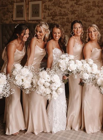 Sheath/Column Cowl Neck Sleeveless Floor-Length Bridesmaid Dresses