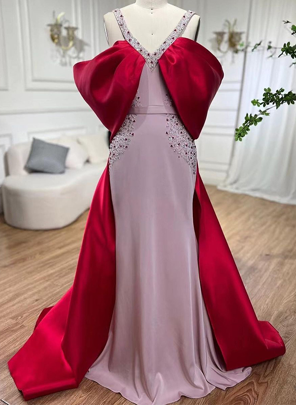 Trumpet/Mermaid Sleeveless Elastic Satin Prom Dresses With Rhinestone