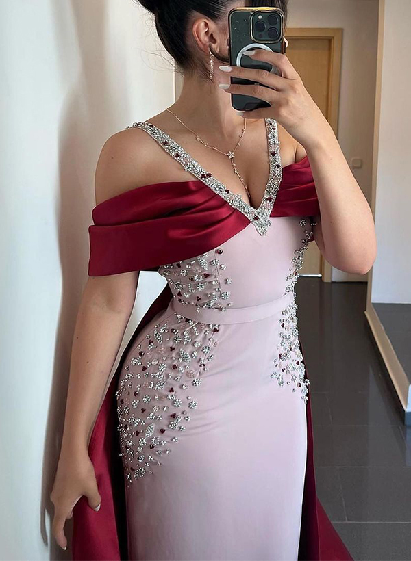 Trumpet/Mermaid Sleeveless Elastic Satin Prom Dresses With Rhinestone
