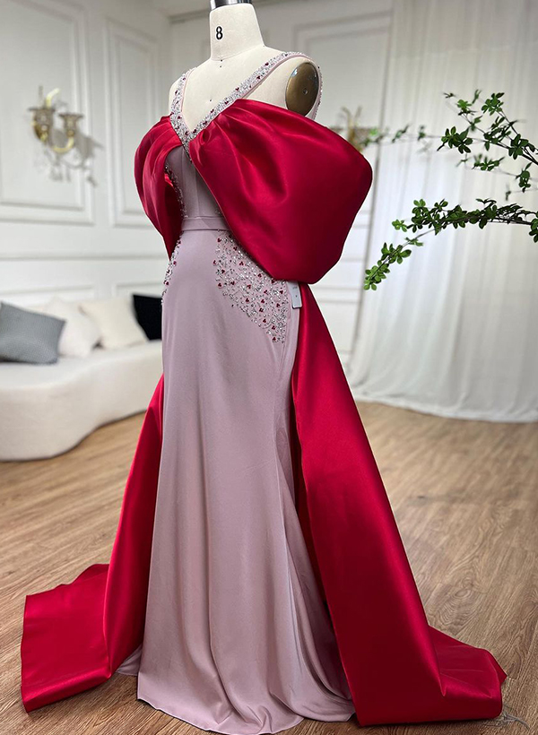 Trumpet/Mermaid Sleeveless Elastic Satin Prom Dresses With Rhinestone