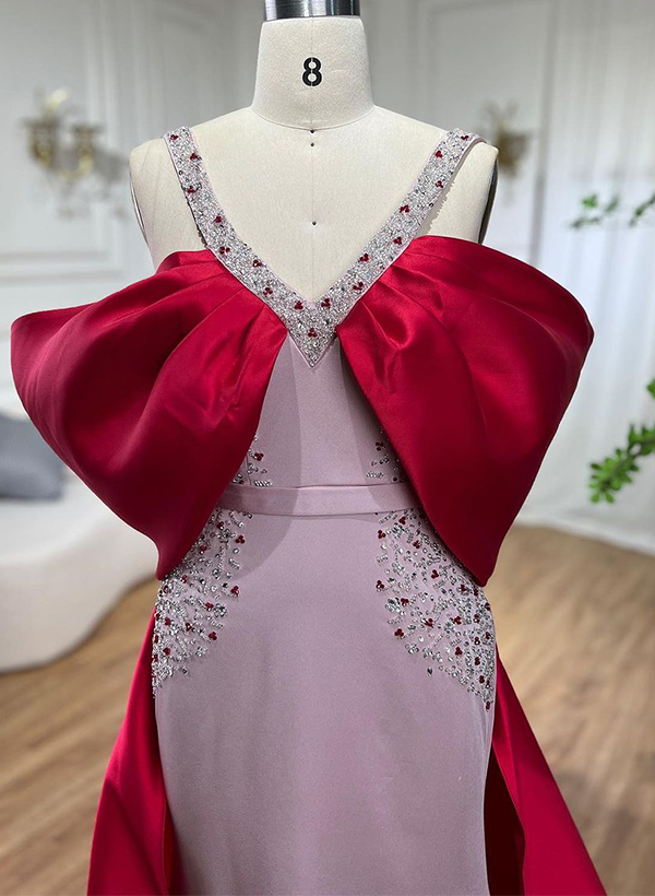 Trumpet/Mermaid Sleeveless Elastic Satin Prom Dresses With Rhinestone
