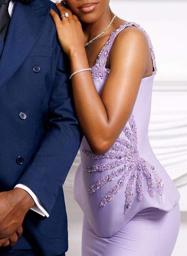 Sheath/Column Sweetheart Sleeveless Satin Prom Dresses With Rhinestone
