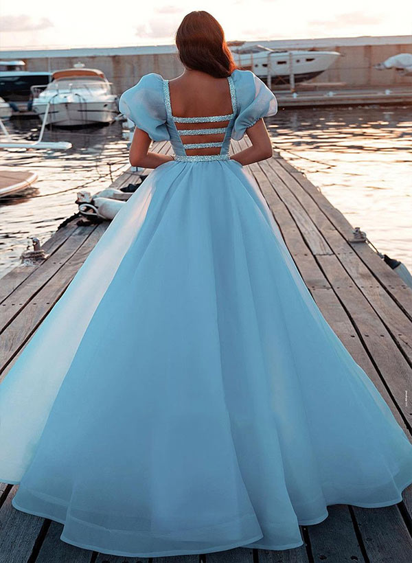 Ball-Gown/Princess Square Neckline Floor-Length Sequined Prom Dress
