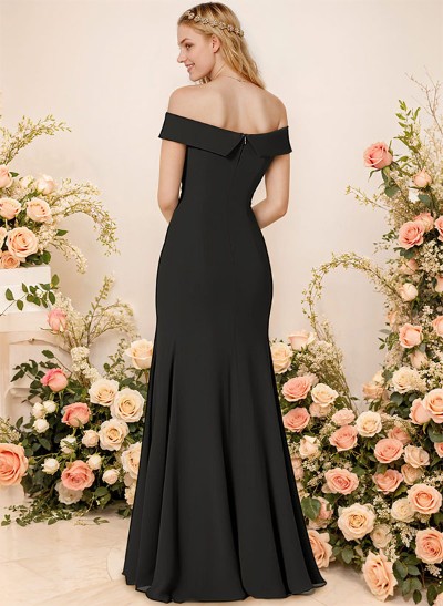 Off-The-Shoulder Trumpet/Mermaid Bridesmaid Dress With Elastic Satin