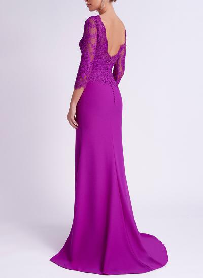 Illusion Neck Mermaid Sleeves Mother Of The Bride Dresses With Lace