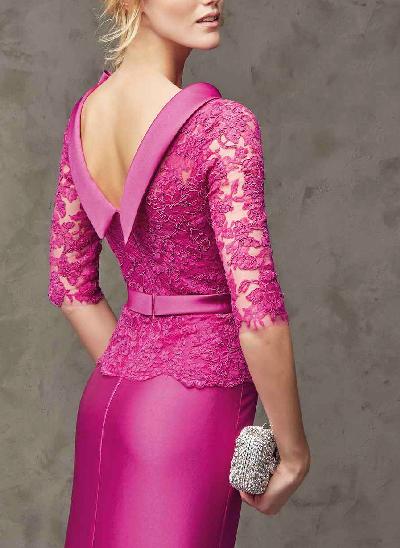 Long Cowl Neck Lace Mermaid Mother Of The Bride Dresses
