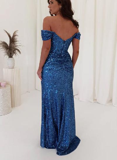Sheath/Column Sequined Cowl Neck Long Prom Dress