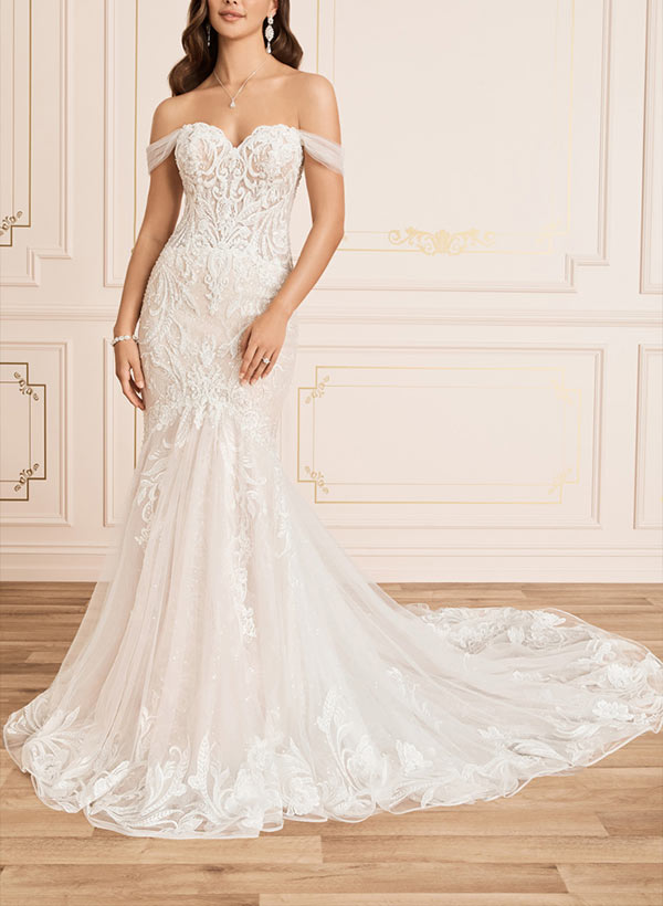 Mermaid Off The Shoulder Lace Wedding Dress