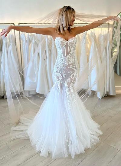 Trumpet/Mermaid Sexy Sweetheart Sleeveless Lace/Tulle Wedding Dresses