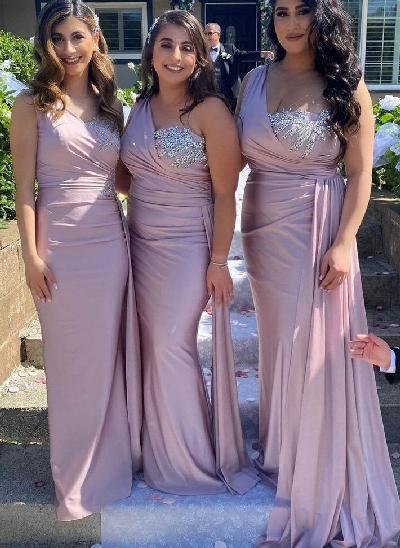 One-Shoulder Trumpet/Mermaid Sparkly Bridesmaid Dresses