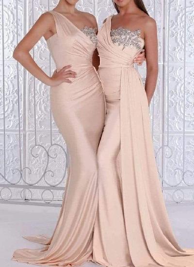One-Shoulder Trumpet/Mermaid Sparkly Bridesmaid Dresses