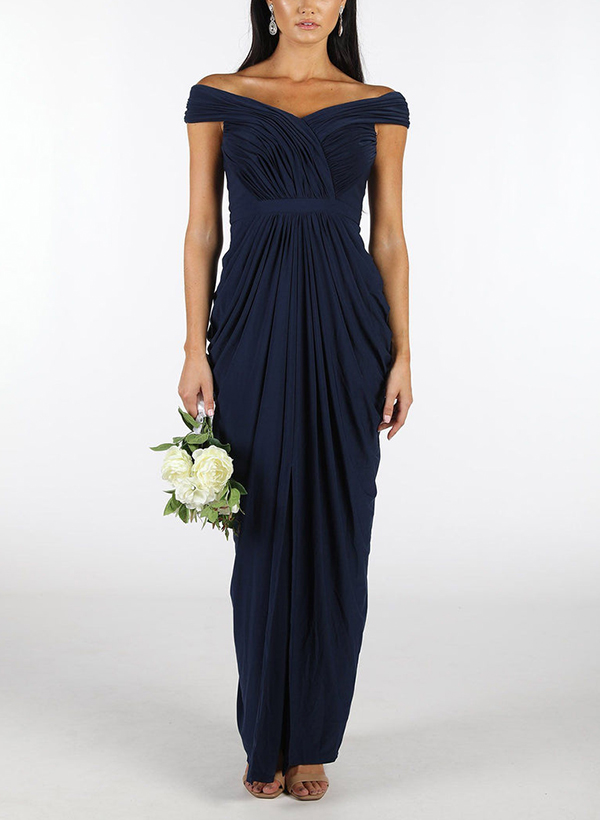 Sheath/Column V-Neck Sleeveless Chiffon Bridesmaid Dresses With Split Front
