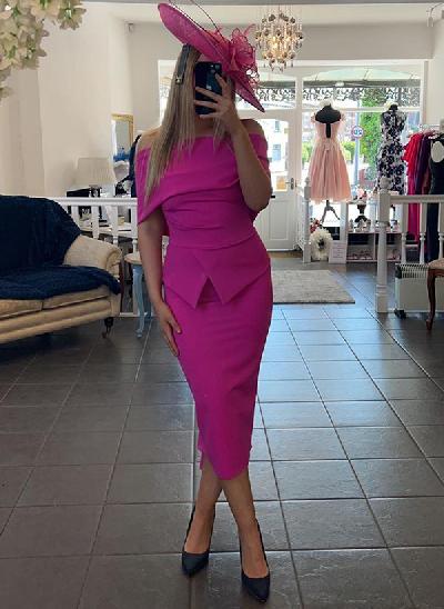 Sheath/Column Off-The-Shoulder Sleeveless Elastic Satin Mother Of The Bride Dresses