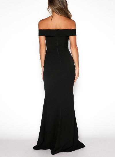Trumpet/Mermaid Off-The-Shoulder Elastic Satin Bridesmaid Dresses With Split Front