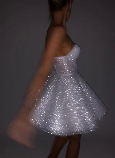 Dreamy A-Line Sweetheart Short/Mini Sweet Sequined Little White Wedding Dresses