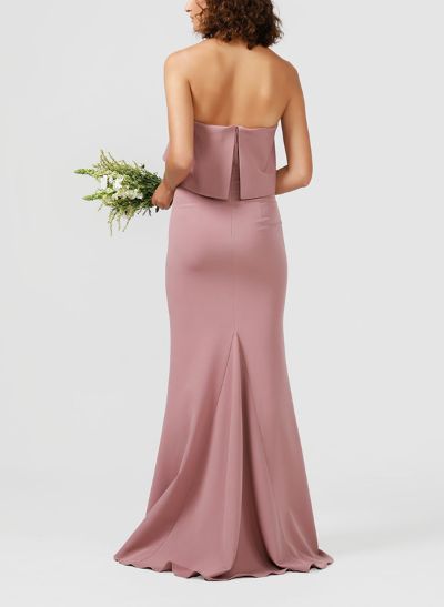 Sheath/Column Strapless Sleeveless Floor-Length Bridesmaid Dresses