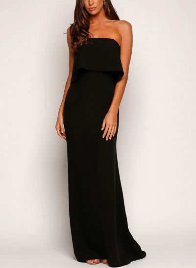 Sheath/Column Strapless Sleeveless Floor-Length Bridesmaid Dresses