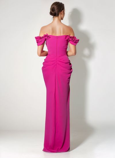 Trumpet/Mermaid Off-The-Shoulder Elastic Satin Bridesmaid Dresses With Ruffle