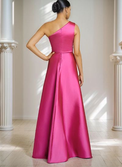 Sheath/Column One-Shoulder Sleeveless Satin Mother Of The Bride Dresses
