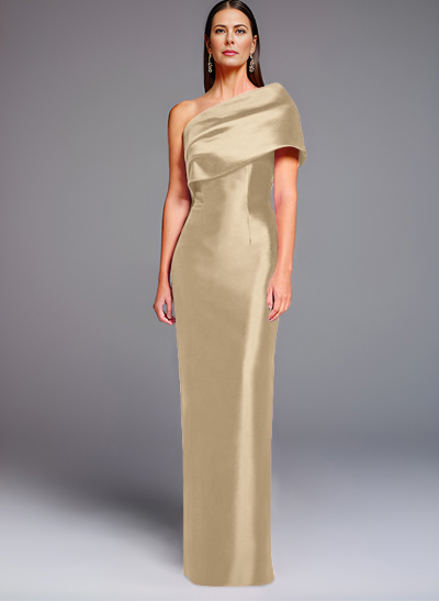 Sheath One-Shoulder Sleeveless Floor-Length Satin Mother Of The Bride Dresses