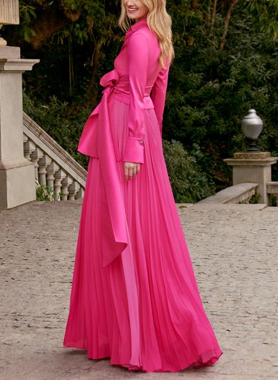 A-Line V-Neck Long Sleeves Mother Of The Bride Dresses With Bow(s)