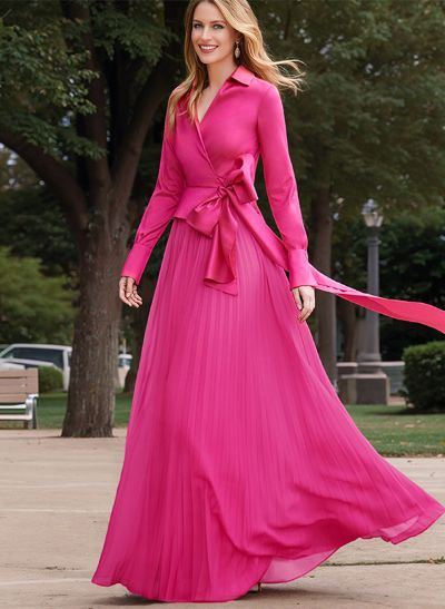 A-Line V-Neck Long Sleeves Mother Of The Bride Dresses With Bow(s)