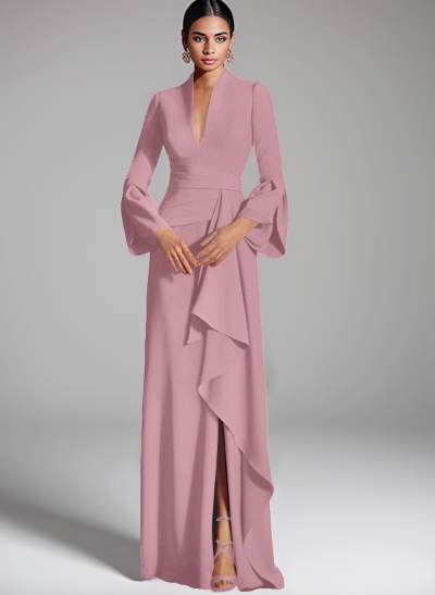 Sheath/Column V-Neck Long Sleeves Mother Of The Bride Dresses