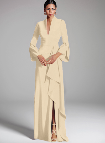 Sheath/Column V-Neck Long Sleeves Mother Of The Bride Dresses