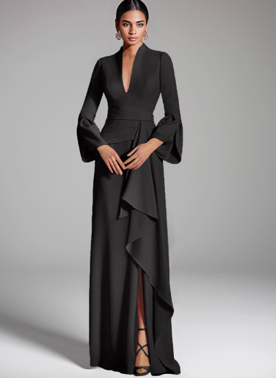 Sheath/Column V-Neck Long Sleeves Mother Of The Bride Dresses