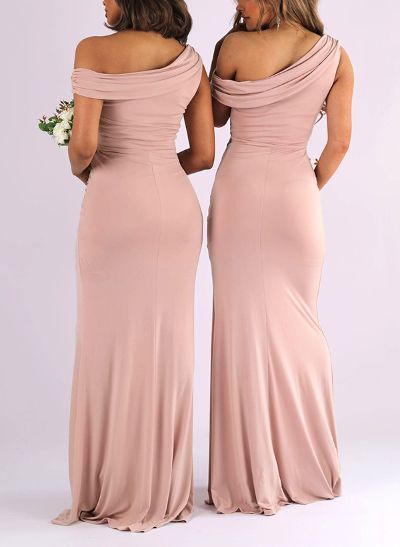 Sheath/Column One-Shoulder Jersey Bridesmaid Dresses With Split Front