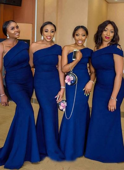 Trumpet/Mermaid One-Shoulder Sleeveless Elastic Satin Bridesmaid Dresses