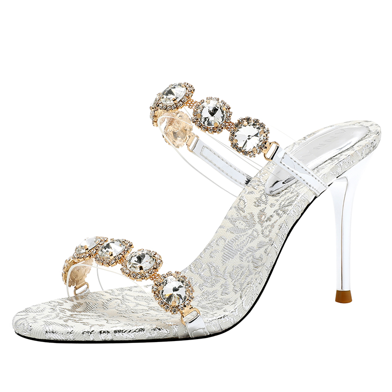 Slingback Heel Transparent Pvc Wedding Shoes With Rhinestone