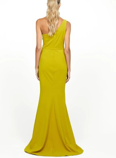 One-Shoulder Elastic Satin Trumpet/Mermaid Bridesmaid Dresses