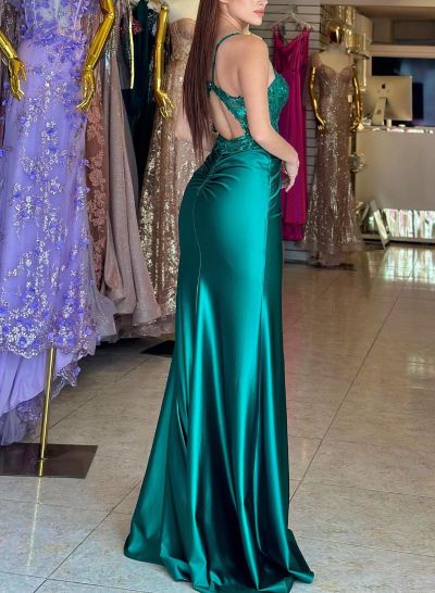 Sparkly Lace Sheath/Column Sweetheart Prom Dresses With Back Hole